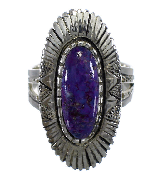 Sterling Silver Magenta Turquoise Jewelry Ring Size 6-1/4 VX57004